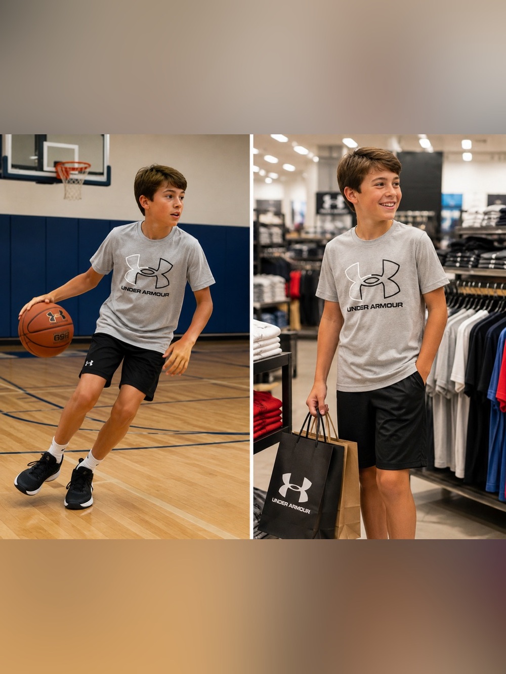 Under Armour Youth Large Gray Logo T-Shirt YL 100% Cotton BNWOT sfh soft